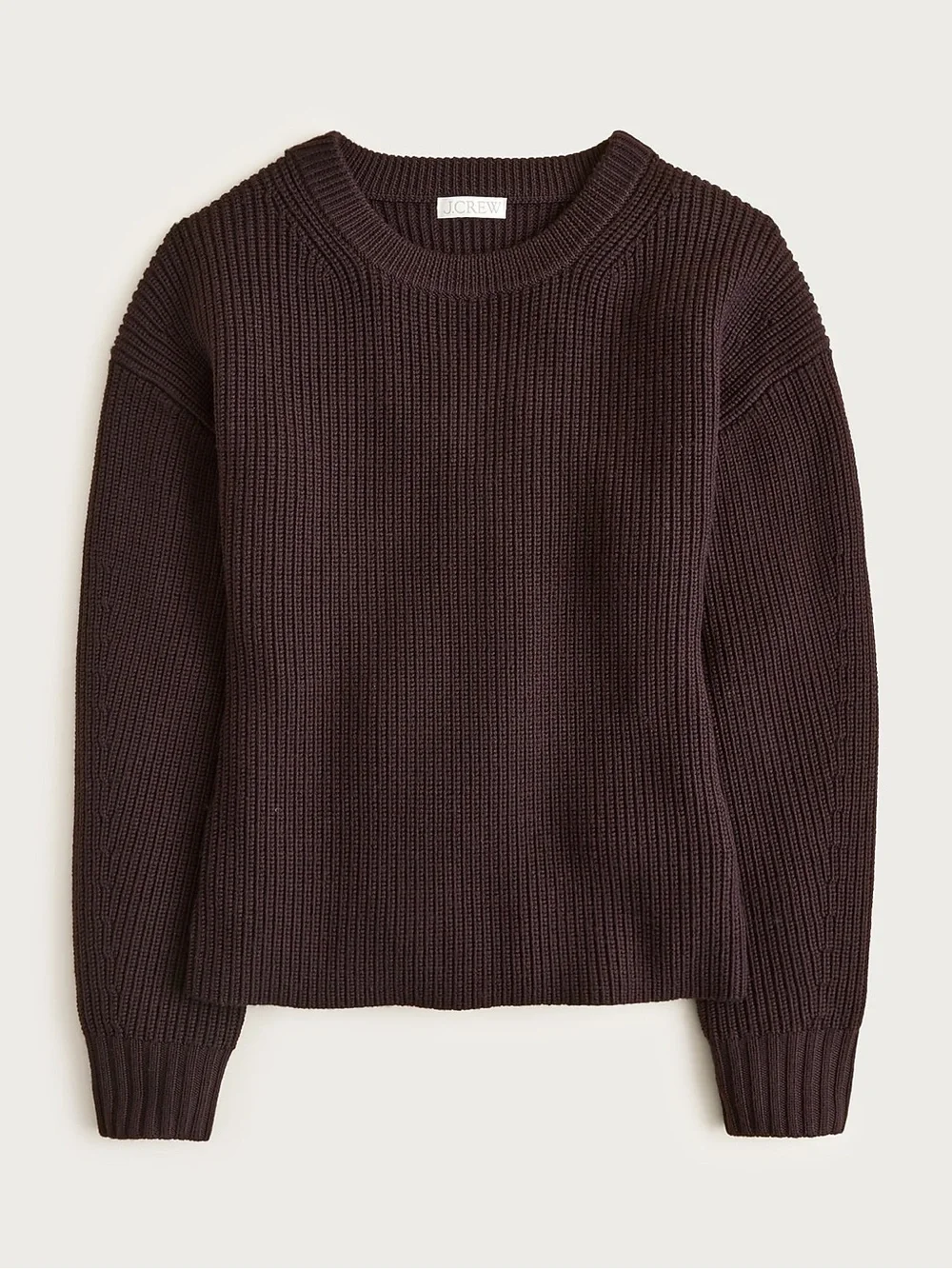 NWT J. Crew Dark Brown Ribbed Fitted-Waist Crewneck Sweater - Merino Wool - XXS